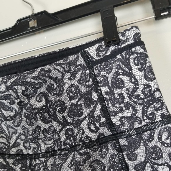 Lululemon 17" crop mini cinder lace leggings, black and white - Picture 2 of 7
